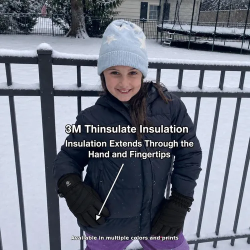 Vista 4 de N'Ice Caps - Guantes térmicos de invierno para niños, impermeables y cálidos Negro