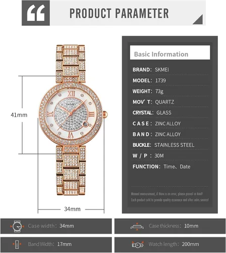 Vista 6 de SKMEI Reloj para mujer reloj de cuarzo analógico resistente al agua