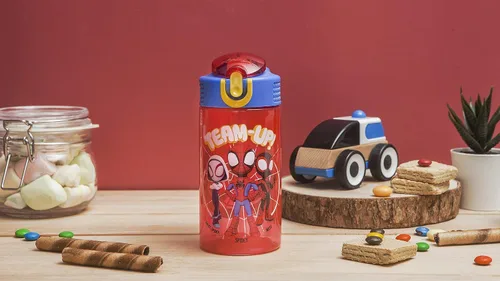 Vista 12 de Zak Designs Marvel Spider Man - Botella de agua para niños con cubierta de boquilla y aro de transporte, hecha de plástico duradero, diseño