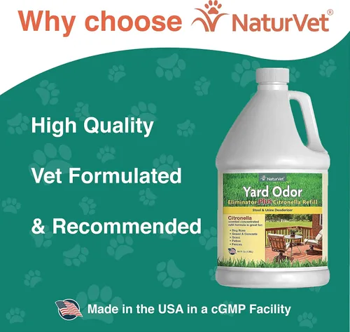 Vista 5 de NaturVet GrassSaver - Paquete de recambio de 250 unidades y eliminador de olores para patio más citronela de 64 onzas Mantén la hierba verde