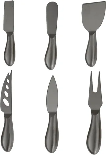 Vista 2 de Cuchillo de queso premium de 6 piezas, colección de cuchillos de queso de acero inoxidable con cortador de tenedor de queso y cortadores de queso