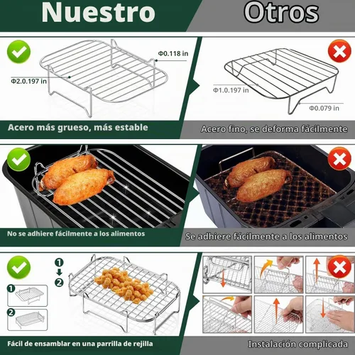 Vista 2 de HAOYAO - Estante para freidora de aire para cesta doble ninja, 2 piezas