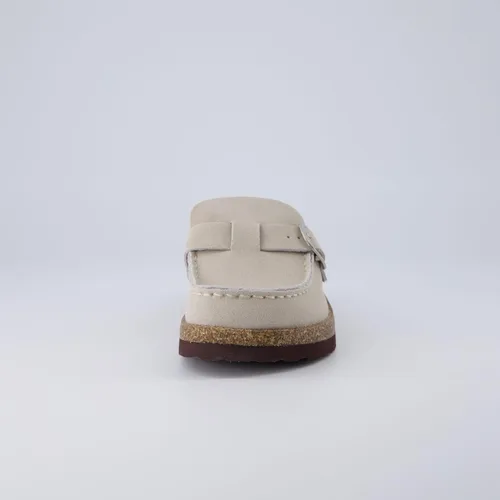 Vista 3 de CUSHIONAIRE Zueco de cuero genuino con plantilla de corcho para mujer con +comodidad