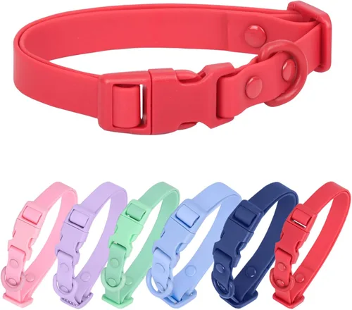 Vista 6 de Collar de perro impermeable de goma suave con hebilla de seguridad, collares ajustables para mascotas para perros pequeños, medianos y grandes