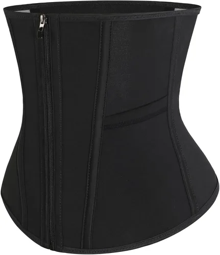 Vista 8 de Wonder-Beauty Entrenador de cintura para mujer, corsé con control de abdomen, entrenador de cintura, talla grande con 8 huesos de acero y bolsillo