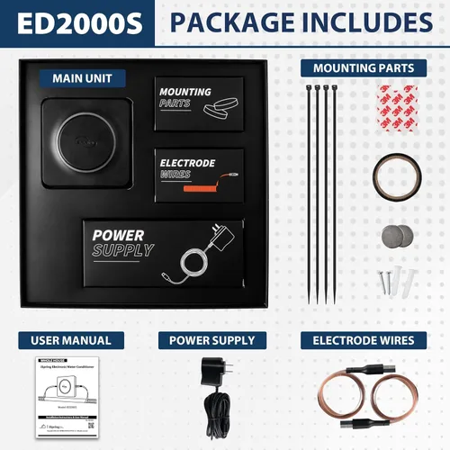 Vista 4 de iSpring ED2000S - Desincrustante para toda la casa, acondicionador de agua dura electrónico alternativo sin sal, diseño de luz LED de respiración
