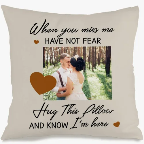 Vista 11 de Custom Pillow Case with One Photo and Text turning your favorite moment into a personalized throw pillow that adds warm home décor and brings gift