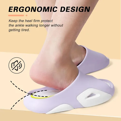 Vista 4 de Besroad Pantuflas de recuperación para hombre y mujer, sandalias de recuperación con soporte de arco, antideslizantes, cojín grueso, reduce