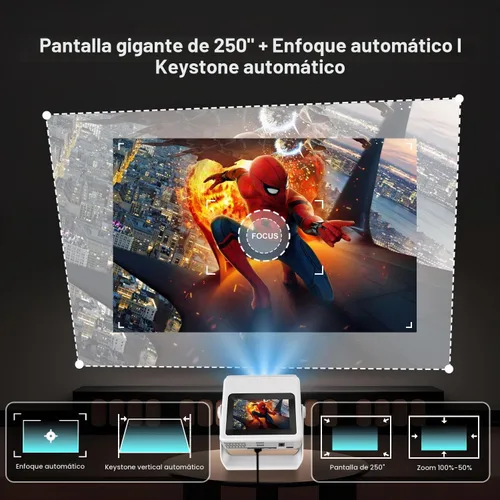 Vista 5 de Smart Projector【TouchScreen/Built-in APPs/Auto Focus Keystone】 4K Support with wifi and bluetooth Outdoor Projector, Dual-Screen Sync, for Home