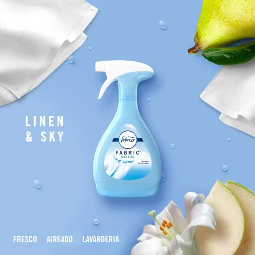 Vista 2 de Febreze Refrescante de tela que elimina olores, Linen & Sky, 27 onzas líquidas