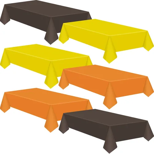 Vista 9 de Patelai 6 manteles de plástico desechables de Acción de Gracias para mesas rectangulares, manteles de mesa de otoño para Acción de Gracias y Naranja