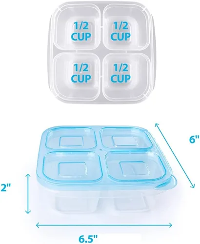 Vista 3 de Finorder Paquete de 3 recipientes de comida con 4 compartimentos para niños y adultos, contenedores reutilizables para almuerzos para escuela