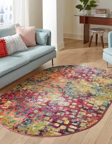 Vista 21 de Unique Loom Jardin Collection - Alfombra moderna, vibrante, abstracta y colorida (rectangular de 2 x 3 pies, multi/azul)