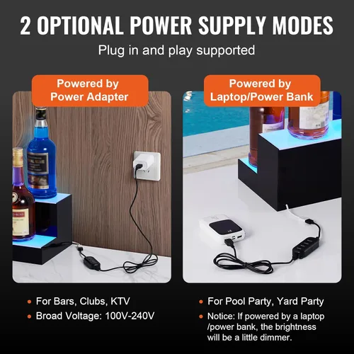 Vista 5 de VEVOR Pantalla de botella de licor con iluminación LED, 2 niveles de 30 pulgadas, compatible con USB, estante iluminado de bar para el hogar
