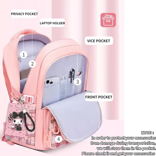 Vista 6 de Mochila Vivixilan Kawaii, Resistente al Agua y Transpirable con Múltiples Bolsillos, Adecuada para Viajes y como Regalo de Cumpleaños, Morado-04