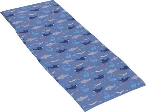Vista 6 de Everything Kids - Sábana para siesta preescolar preescolar con diseño de tiburón, pescado, azul océano y gris
