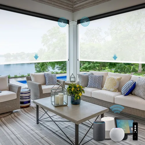 Vista 22 de SmartWings Persianas motorizadas para patio al aire libre con control remoto, compatibles con Alexa/Google/Homekit, resistentes a la intemperie