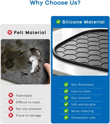 Vista 6 de Alfombrilla de silicona para freidora de aire compatible con freidora de aire Cuisinart AFC-4, protector de encimera y barrera de calor con textura