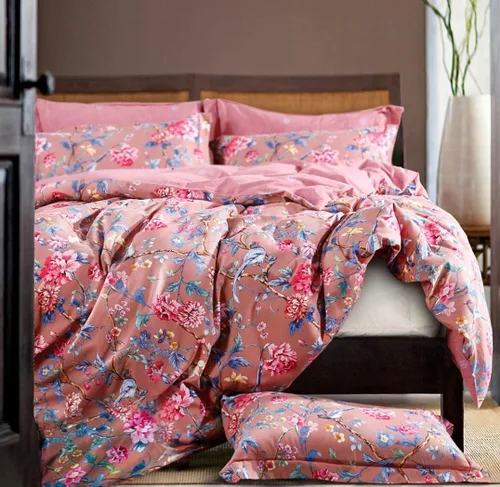 Vista 6 de Eikei Juego de Ropa de Cama de Jardín Botánico con Funda de Edredón de Algodón 100% Cepillado Lavado, Estampado Chinoiserie Asiático, Patrón Floral