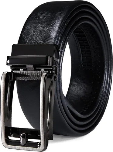 Vista 13 de Barry.Wang Cinturón de trinquete de cuero para hombre 1 3/8" hebilla A Oro Verde
