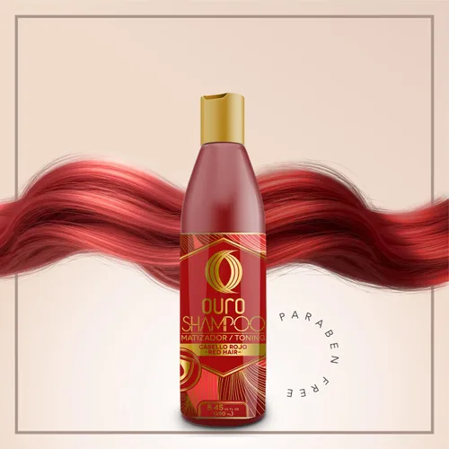 Vista 2 de OURO Champú Tonificante Rojo Mantenimiento del Color Rojo 8.45 oz
