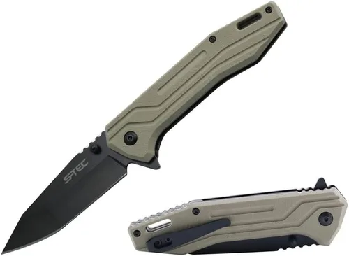 Vista 10 de S-TEC Cuchillo de bolsillo plegable EDC con rodamiento de bolas con mango compuesto G10, estilo múltiple para elegir