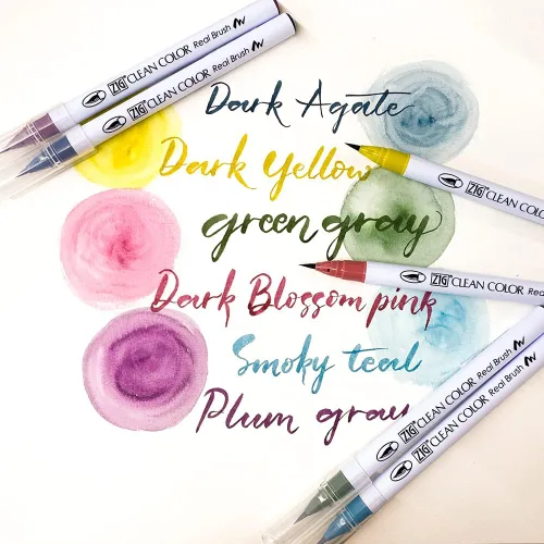 Vista 9 de Kuretake ZIG Clean Color Real Brush NUEVO 30 colores con puntas de pincel flexibles, bolígrafos de acuarela para pintar, dibujar, caligrafía