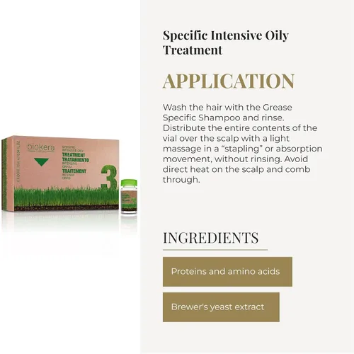 Vista 4 de SALERM - Tratamiento Capilar Graso - Tratamiento Intensivo de Grasa Biokera Natura - 6 x 0.3 fl oz - Loción Intensiva para Cabello Graso