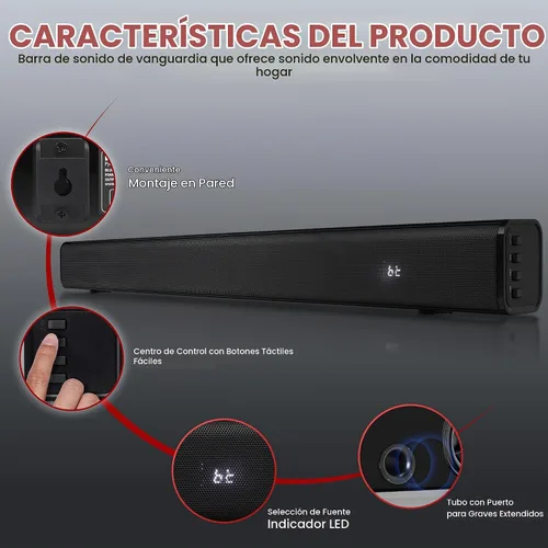 Vista 6 de Pyle Barra de sonido BT inalámbrica Wave Base - Sistema de sonido compacto de cine en casa de mesa con AUX, graves extendidos, estéreo de rango