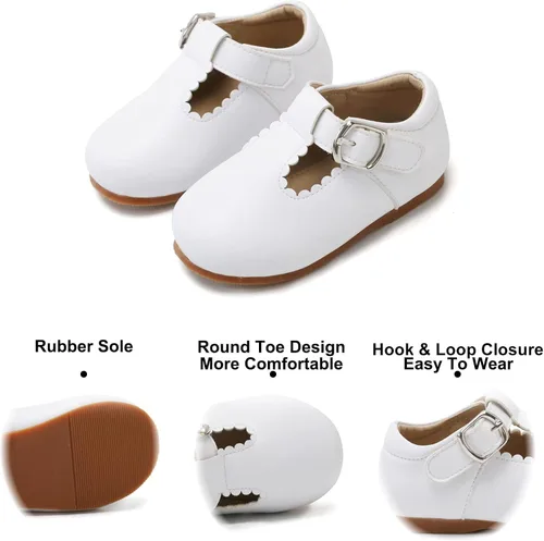 Vista 4 de Felix & Flora Zapatos de vestir planos Oxfords para niña pequeña, zapatos de princesa Mary Jane para fiesta escolar, zapatos de fiesta