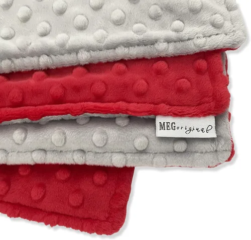 Vista 7 de MEG ORIGINAL Minky Dot - Manta para bebé, color rojo y gris