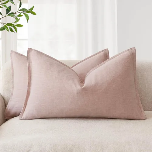 Vista 71 de Foindtower Juego de 2, Fundas Decorativas de Almohada de Lino Sólido Suaves Fundas de Cojín Europeo de Acento Estilo Granja Neutral para Silla Sofá