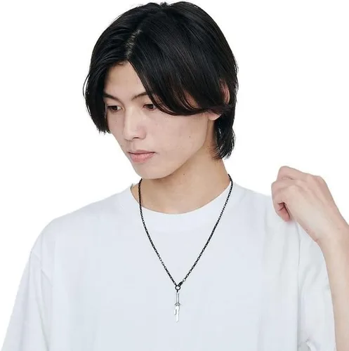 Vista 2 de Yannasa Toji Fushiguro Collar Anime Jujutsu Cosplay Kaisen Aleación Toji Pulsera Colgante para Hombres 2 Piezas, plateado