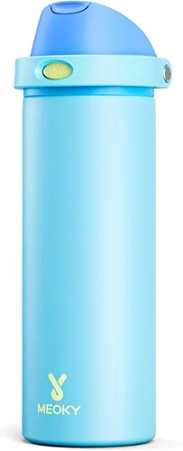 Vista 36 de Botella de agua de 24 onzas para el día de San Valentín: Botella de agua de acero inoxidable Meoky con popote y tapa de boquilla, a prueba de fugas