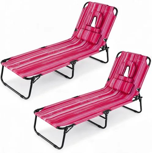 Vista 14 de GYMAX Silla bronceadora, sillas plegables con orificio para la cara y funda, asa de transporte de almohada extraíble, portátil, compacta, diseño al