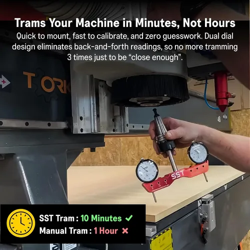 Vista 4 de SST - Sistema de tranvía regular de molino y torno - Tranvía, alineación y cuadrado para calibración de la máquina - Para desalineación angular