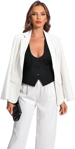 Vista 5 de V VOCNI Chaleco de traje para mujer, chaleco vintage steampunk, elegante, casual, con espalda cruzada