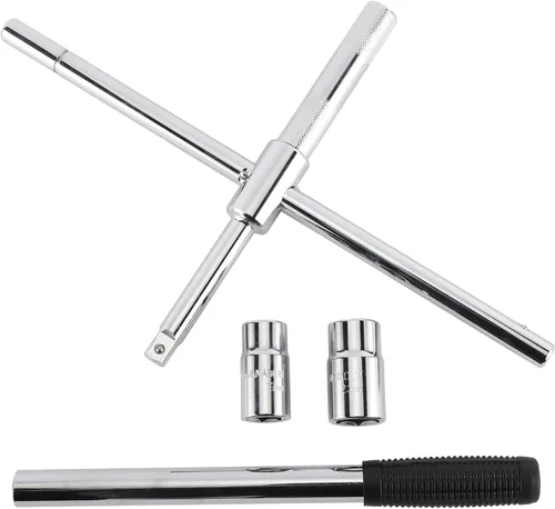 Vista 8 de Toolly Llave universal extendida de 23 pulgadas, juego de llaves de tuercas de hierro de 4 vías con bolsa de almacenamiento y enchufes estándar