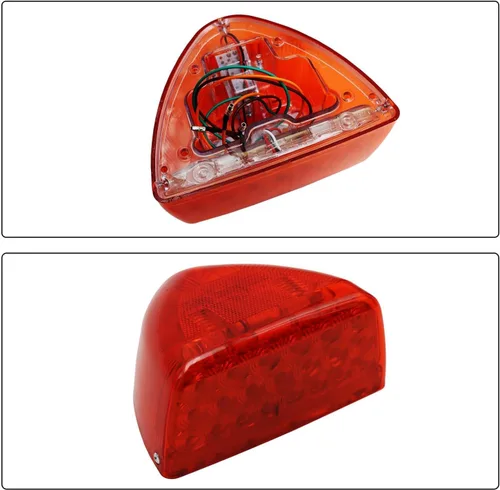 Vista 2 de LED ámbar triangular señal de giro apto para Peterbilt 379 359 357 365 378 Lente LED 31, con 3 cables, 2 piezas