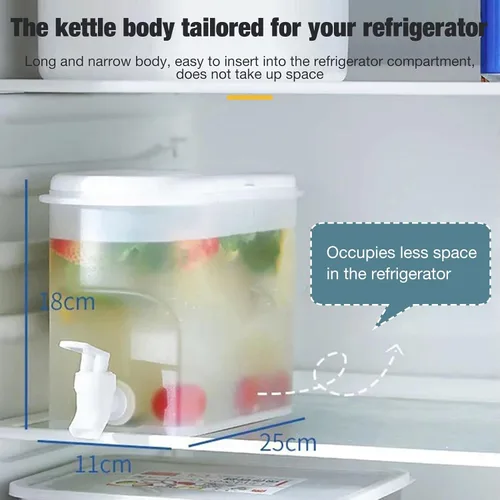Vista 4 de 2 tetera fría con grifo en el refrigerador, dispensador de bebidas heladas, dispensador de bebidas con espita, leche, dispensador de limonada