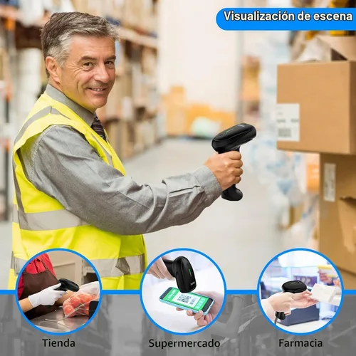 Vista 8 de Symcode Escáner de Código de Barras Inalámbrico 2D, Bluetooth6.0 y Inalámbrico2.4G y Conexión USB por Cable, Escáner Lector de Códigos de Barras QR