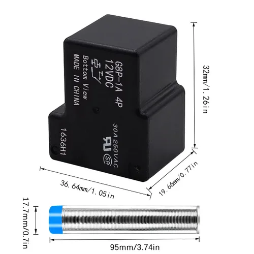 Vista 2 de G8P-1A4P-12VDC 30A 250VAC Relé de PCB totalmente sellado para placa de PC o montaje en panel, resuelve el problema de código F01 de la secadora