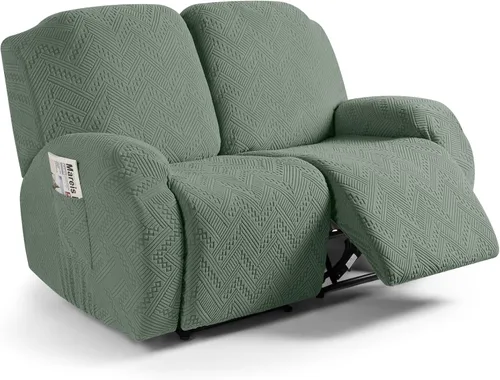Vista 44 de Ruaozz - Fundas para sillas reclinables, funda elástica suave, color verde Funda reclinable de 1 plaza, fundas lavables para sillas de 3 piezas