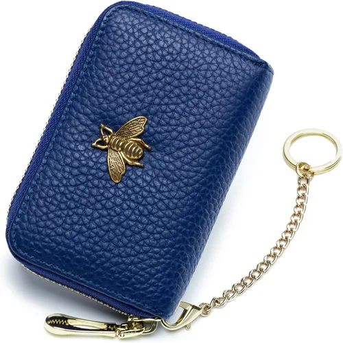 Vista 15 de imeetu Soporte para tarjetas de crédito RFID, cartera pequeña de cuero con cremallera para mujer