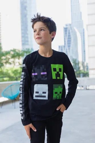 Vista 2 de Minecraft Paquete de 2 camisetas gráficas de manga larga para niños de Mobs