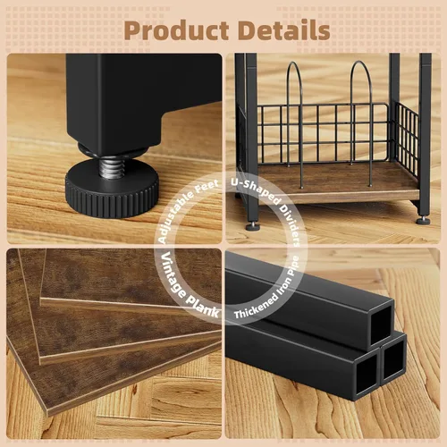 Vista 6 de Simple Trending Soporte para tocadiscos, soporte para tocadiscos con almacenamiento de vinilo con capacidad para hasta 200 álbumes, mesa auxiliar