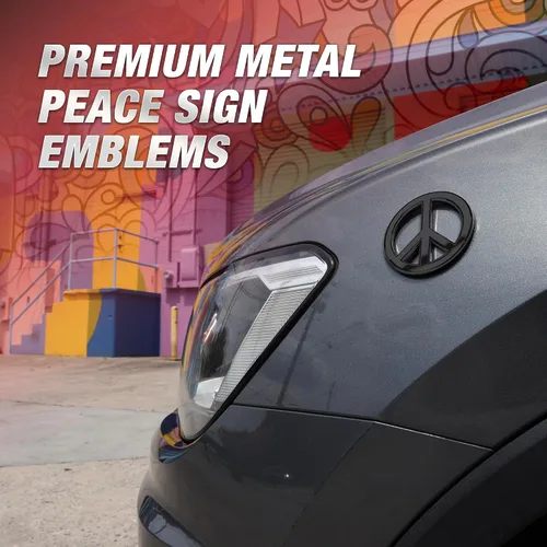 Vista 5 de Logo Clásico de Signo de Paz en Negro - Emblema de Coche de Metal de Revolution Car Badges - Símbolo Antiguerra de Paz y Amor - Alternativa Premium