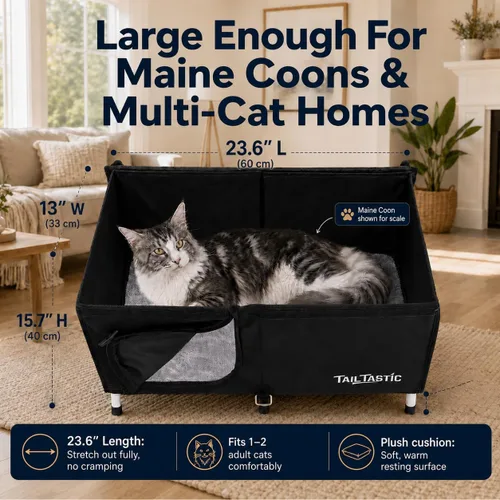 Vista 3 de Tailtastic Casa para gatos al aire libre, soporte extraíble impermeable para gatos callejeros refugio
