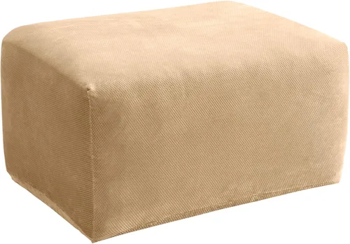 Vista 3 de Sure Fit Home Décor Funda Elástica de Piqué para Cojín Box de Otomana de Gran Tamaño de Una Pieza, Ajuste Elástico, Poliéster/Spandex, Lavable a