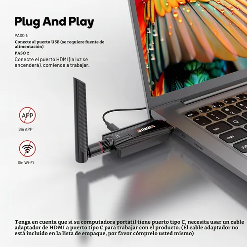 Vista 5 de Transmisor y receptor HDMI inalámbrico, Plug and Play, kit de extensor HDMI inalámbrico 1080P compatible con 2.4 GHz y 5 GHz para transmisión